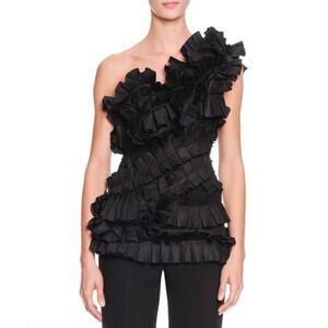 Bottega Veneta Pleated Ruffle One Shoulder Top size 38/us size 2